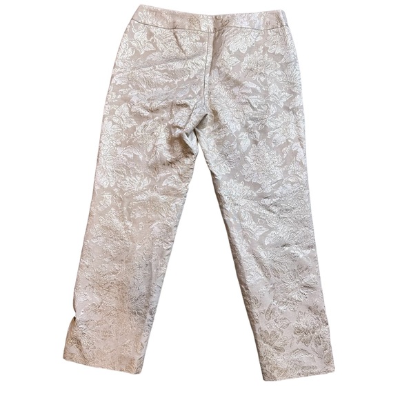 NICOLE MILLER COLLECTION Y2K Gold Metallic Jacquard Cropped Ankle Clasp Trouser - Picture 4 of 8